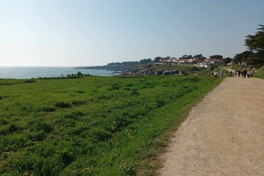 Balades & Randonnées avec son chien : vue du chemin côtier sur le littoral de Préfailles