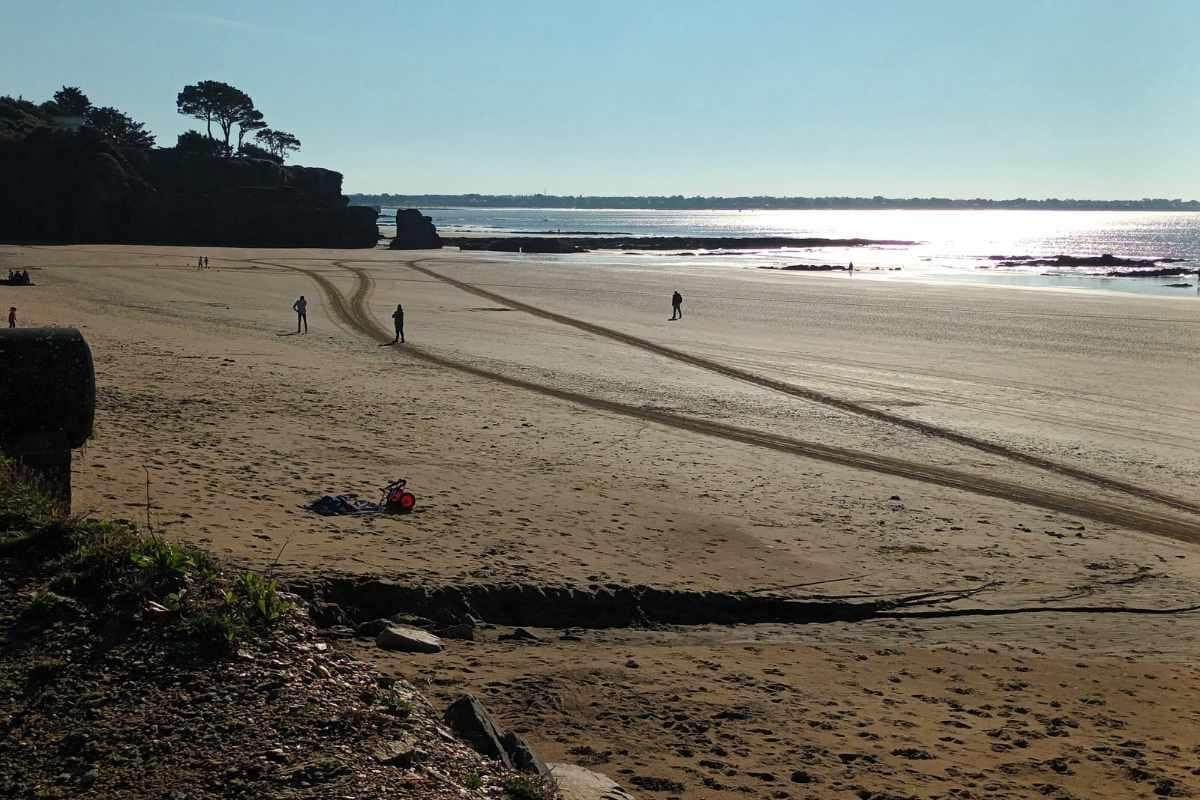 Les plages de Loire-Atlantique avec son chien : La plage Gohaud à contre jour, balade canine