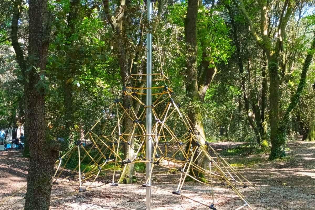 vue sur l'araignée de l'aire de jeux du bois roy à Saint-Michel-Chef-Chef pendant une balade canine en Loire-Atlantique