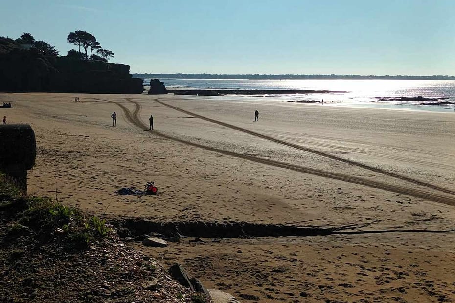 Les plages de Loire-Atlantique avec son chien : La plage Gohaud à contre jour, balade canine